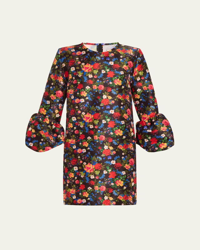 Florence Floral Long-Sleeve Short Dress